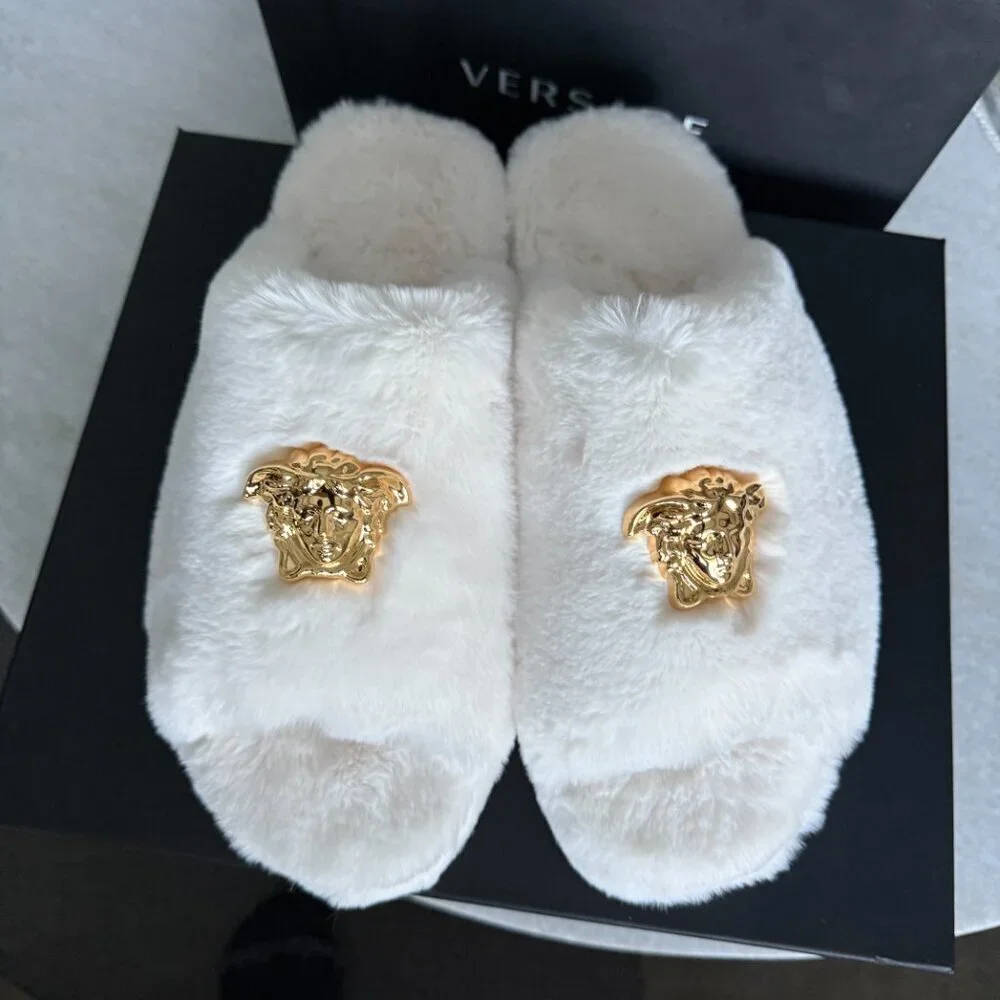 VERSACE‎ Medusa Men's Faux White Slippers, sizes 43